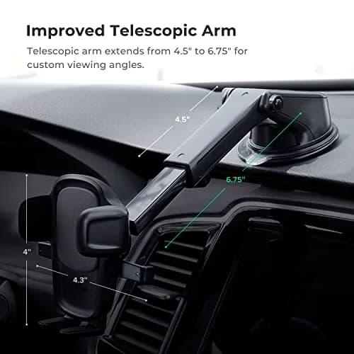 iOttie Easy One Touch 5 Signature Dashboard & Windshield Car Mount Phone Holder with Telescopic Arm, 20.3 cm (8 inches) Extension | Secure Grip for Smartphones thumbnail 3