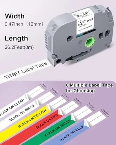 TITBIT Compatible with Brother P Touch TZe-231 12mm Laminated Color Tape | Durable & Water-Resistant (70-120 chars) thumbnail 3
