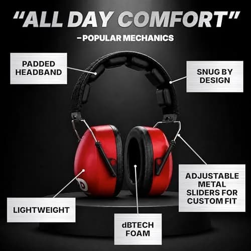 DECIBEL DEFENSE Ear Protection 37 dB NRR Safety Red | Industry-Leading Noise Reduction thumbnail 4