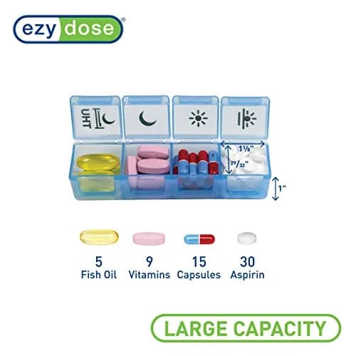 EZY DOSE Weekly Pill Organizer Case with 7 Pop-Out Compartments | 22.9 cm (9 in) Length thumbnail 4