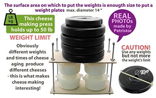 PetriStor Wooden Cheese Press 16in | Durable Home Cheese Making Tool with Metal Guides thumbnail 8