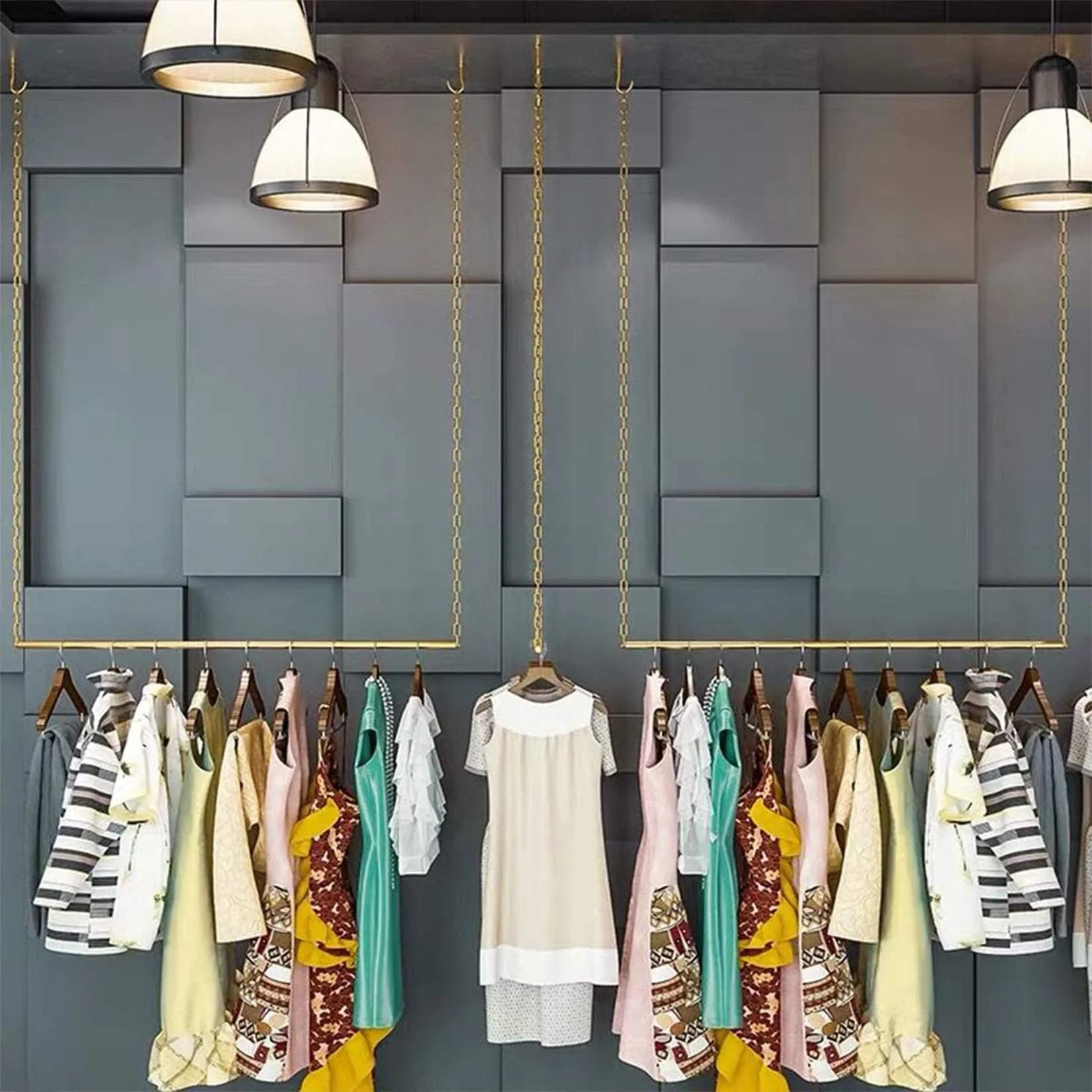 Ethemiable Adjustable Height Clothing Storage Chain Garment Rack 92cm (36" L) | Heavy Duty Metal Display Shelf for Boutiques & Homes - main product image