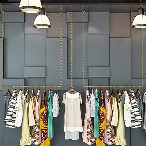 Ethemiable Adjustable Height Clothing Storage Chain Garment Rack 92cm (36" L) | Heavy Duty Metal Display Shelf for Boutiques & Homes thumbnail 1