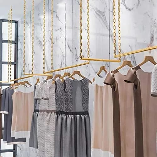 Ethemiable Adjustable Height Clothing Storage Chain Garment Rack 92cm (36" L) | Heavy Duty Metal Display Shelf for Boutiques & Homes thumbnail 9