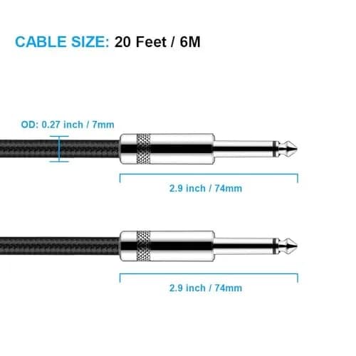 New Bee 20 ft (6.1 m) Instrument Cable | Low Noise High Fidelity Balanced Audio thumbnail 5