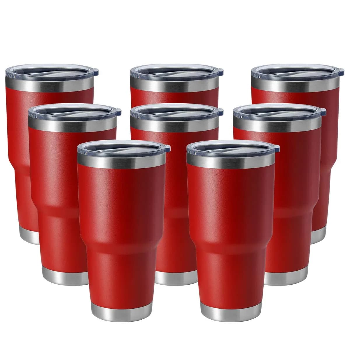 HASLE OUTFITTERS 30oz Stainless Steel Tumbler | Double Wall Vacuum Insulated Travel Mug (Light Green, 8) — Red / 30 Ounces-8