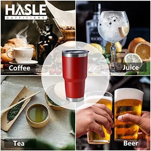 HASLE OUTFITTERS Red 30oz (887ml) Stainless Steel Tumbler Set | Insulated Travel Mug for Hot & Cold Drinks thumbnail 5