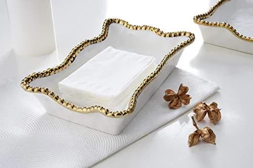 Pampa Bay Verona Napkin Holder 25.4 cm (10 Inch) | White Porcelain with Titanium Finish thumbnail 4