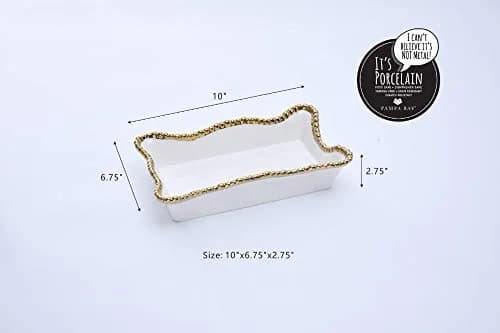 Pampa Bay Verona Napkin Holder 25.4 cm (10 Inch) | White Porcelain with Titanium Finish thumbnail 2