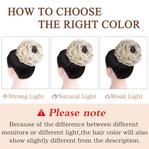 MORICA Messy Bun Hair Piece Ash Blonde & Bleach Blonde Heat Resistant Synthetic Hair (1 Count, 35-40g) thumbnail 8