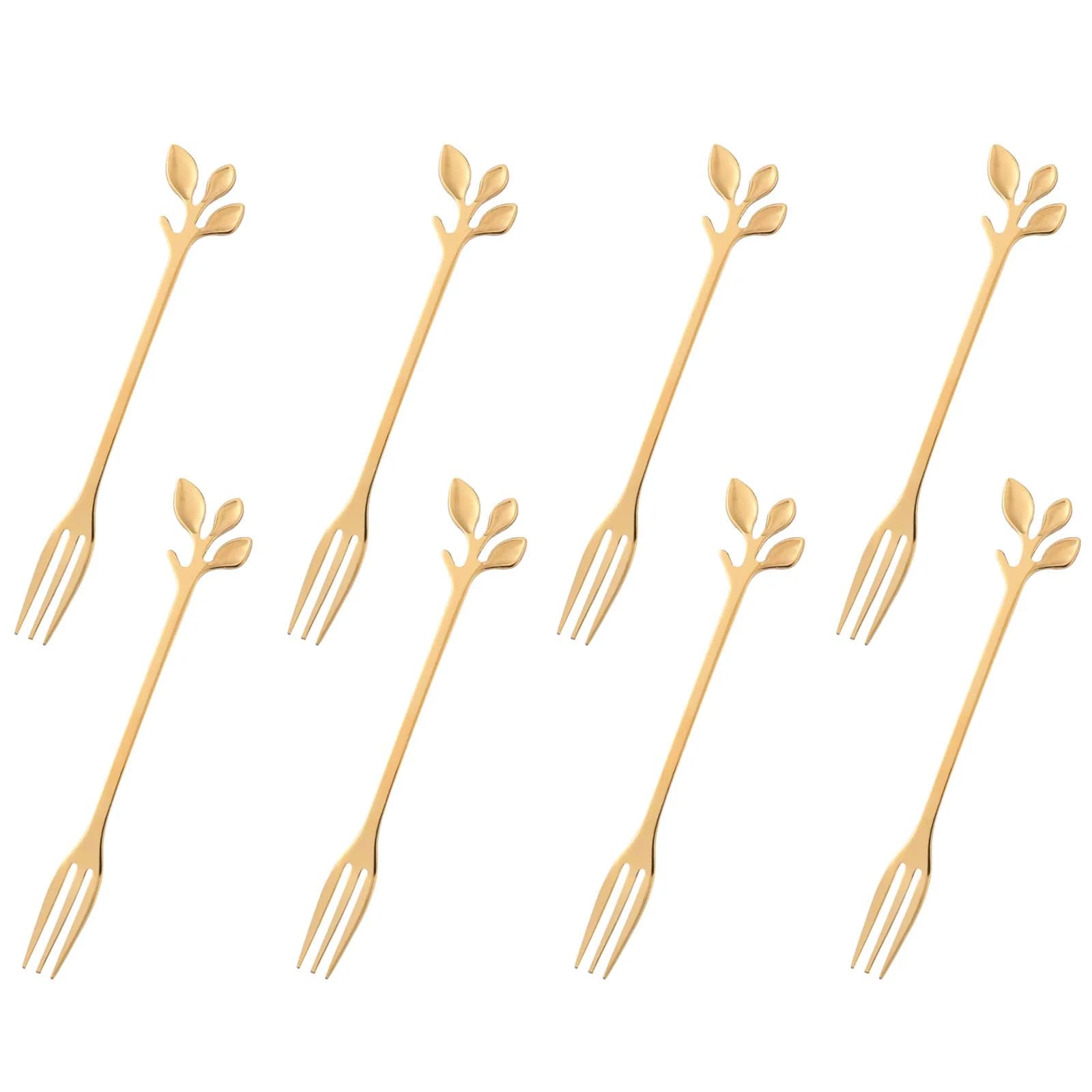 CAMDEA Mini Dessert Spoons 12cm (4.9 Inches) Set of 8 | Stainless Steel Espresso Coffee Spoons — Gold forks 8 Pcs 4.7 inch