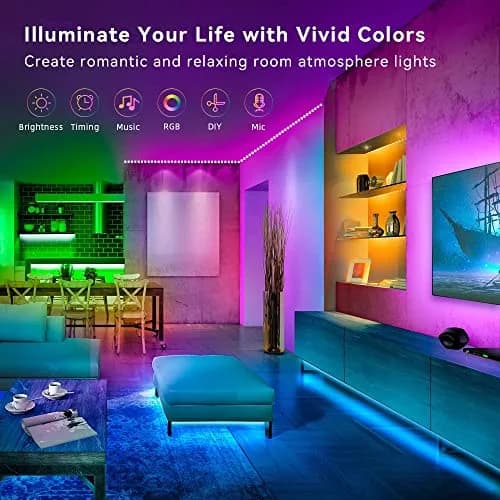 Lcutml 50FT RGB LED Strip Lights | Sync to Music, Dimmable, Multi-Colored, Indoor Use thumbnail 4