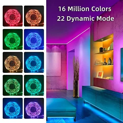 Lcutml 50FT RGB LED Strip Lights | Sync to Music, Dimmable, Multi-Colored, Indoor Use thumbnail 2