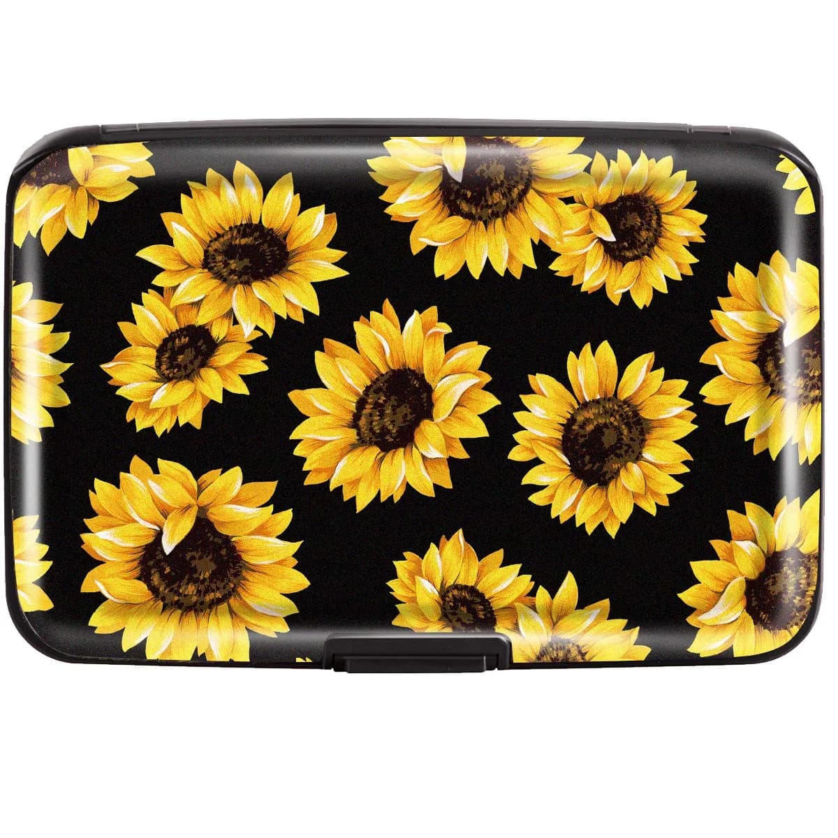 Coco Rossi RFID Aluminum Credit Card Holder Small Mini Wallet for Women | Slim, Secure, Stylish — Sunflower