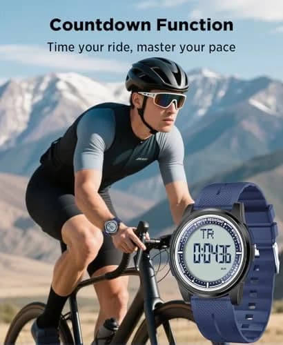 Beeasy Ultra-Thin Digital Watch Blue 44mm (1.73in) Case | Waterproof 50M with Stopwatch & Dual Time thumbnail 4