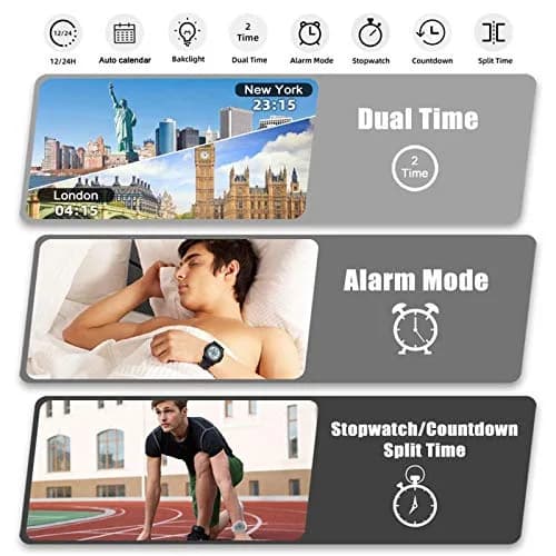 Beeasy Digital Watch for Men Women | 50M Waterproof, Ultra-Thin 6.6mm, 44mm Silicone Sports Watch with Alarm & Stopwatch thumbnail 4