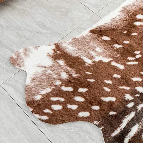 Faux Sika Deer Hide Rug 100cm x 90cm (3.3ft x 3ft) | Cruelty-Free Animal Print Accent Mat thumbnail 4