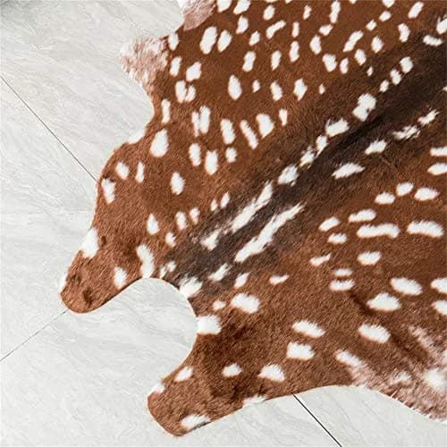 Faux Sika Deer Hide Rug 100cm x 90cm (3.3ft x 3ft) | Cruelty-Free Animal Print Accent Mat thumbnail 5