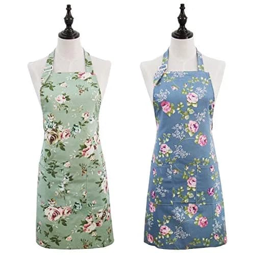 Saukore Floral Aprons for Women | Stylish Kitchen & Garden Aprons, 2 Pack, Cotton Canvas (72x80 cm) thumbnail 1