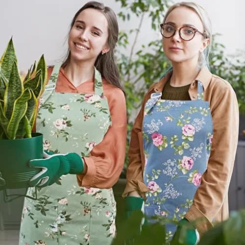 Saukore Floral Aprons for Women | Stylish Kitchen & Garden Aprons, 2 Pack, Cotton Canvas (72x80 cm) thumbnail 6