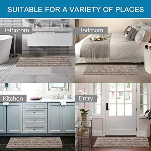 H.VERSAILTEX Bathroom Rugs 2 Piece Set | Ultra Thick Water Absorbent Chenille Bath Mats (47" x 17" + 20" x 20") thumbnail 3