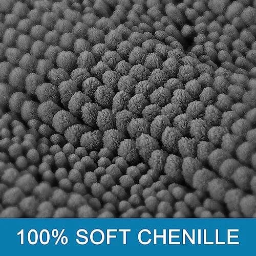 H.VERSAILTEX Bathroom Rugs 2 Piece Set | Ultra Thick Water Absorbent Chenille Bath Mats in Grey thumbnail 2