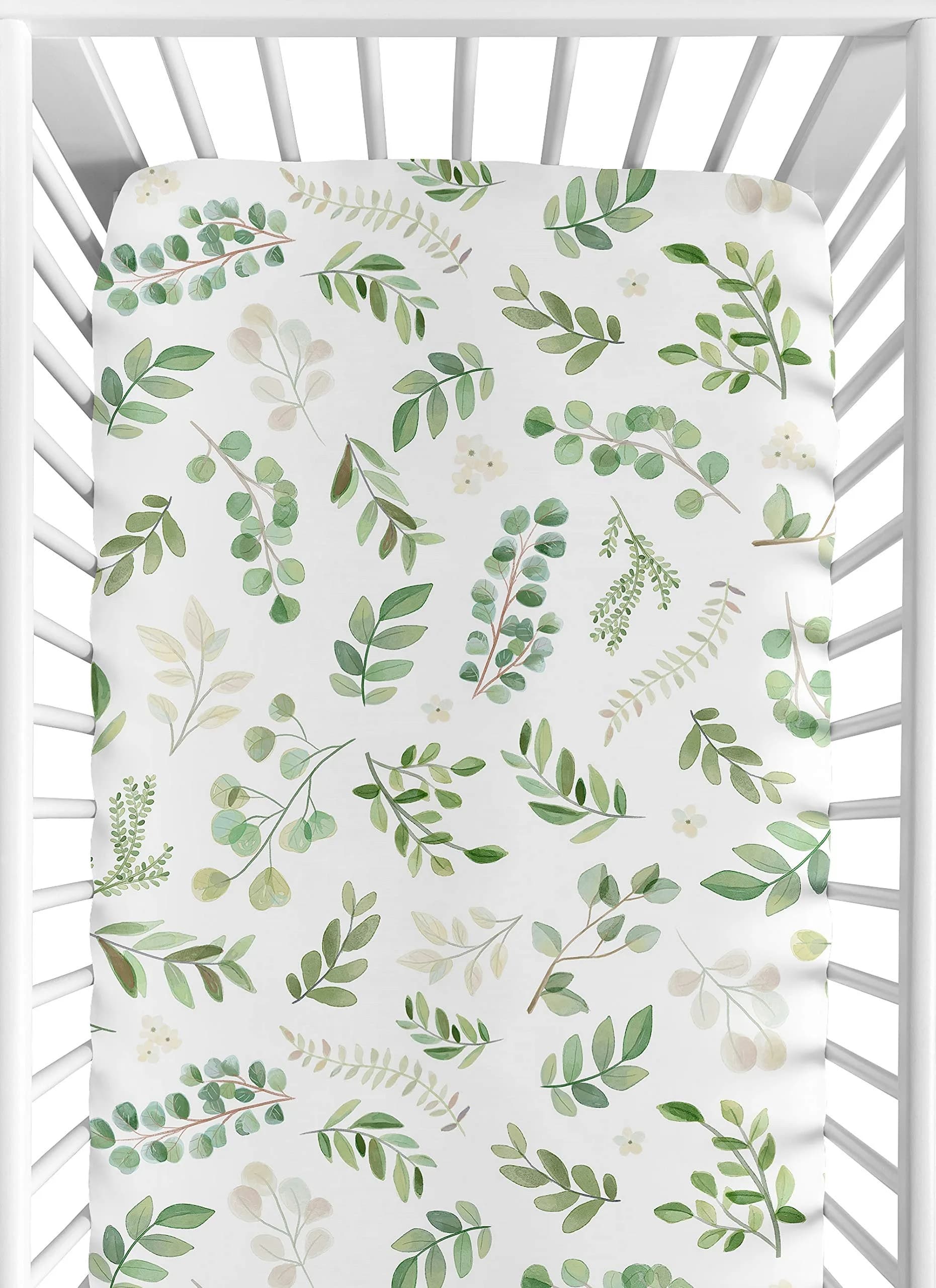 Sweet Jojo Designs Watercolor Botanical Crib Sheet 160cm x 120cm | Boho Floral Leaf Print for Girls & Boys - main product image