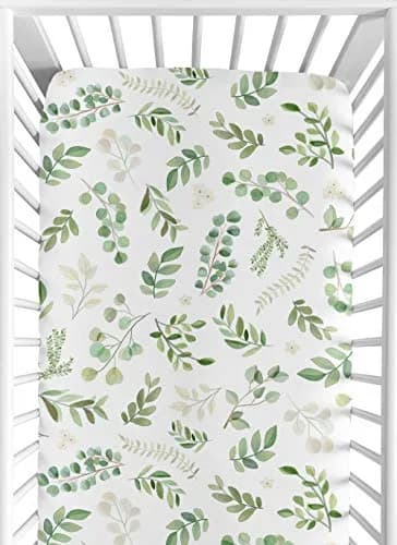 Sweet Jojo Designs Watercolor Botanical Crib Sheet 160cm x 120cm | Boho Floral Leaf Print for Girls & Boys thumbnail 1