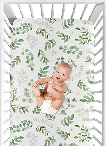 Sweet Jojo Designs Watercolor Botanical Crib Sheet 160cm x 120cm | Boho Floral Leaf Print for Girls & Boys thumbnail 6