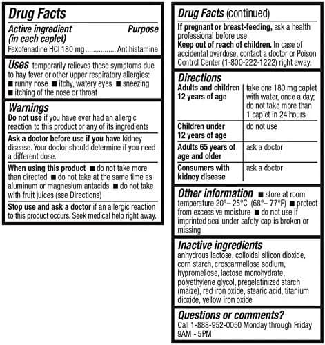 HealthA2Z Fexofenadine HCl 180mg | 24-Hour Allergy Relief, 120 Caplets thumbnail 5