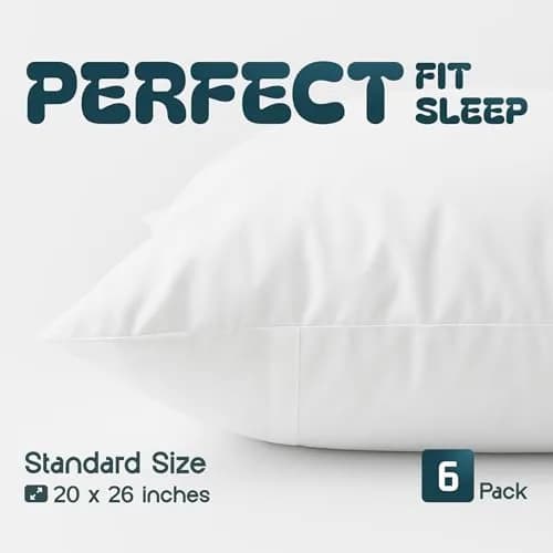 White Classic Zippered Pillow Protector Standard Size 51x66 cm (20x26 inches) | 6 Pack Soft Cotton Blend thumbnail 2