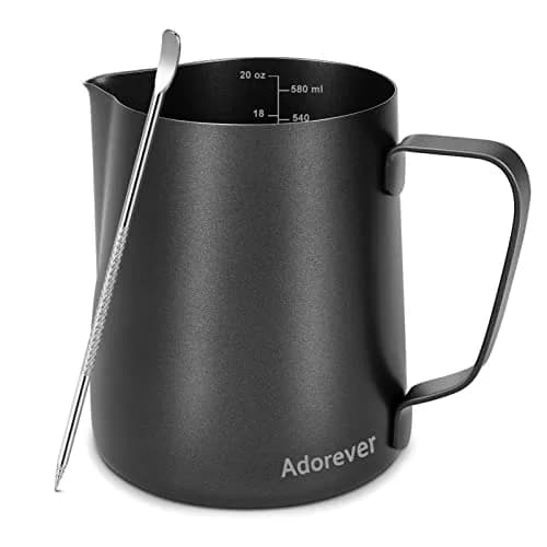 Adorever Matte Black 600ml (20oz) Milk Frothing Pitcher with Latte Art Pen | Perfect for Home Baristas thumbnail 1