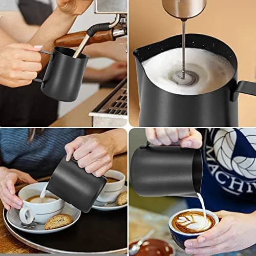 Adorever Matte Black 600ml (20oz) Milk Frothing Pitcher with Latte Art Pen | Perfect for Home Baristas thumbnail 6
