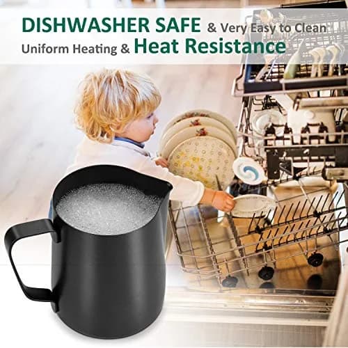 Adorever Matte Black 600ml (20oz) Milk Frothing Pitcher with Latte Art Pen | Perfect for Home Baristas thumbnail 3