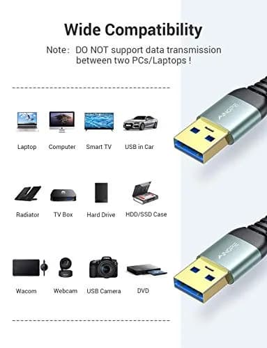 AINOPE USB to USB Cable 1.5FT | SuperSpeed Data Transfer, Compatible with External Hard Drives & Peripherals thumbnail 7
