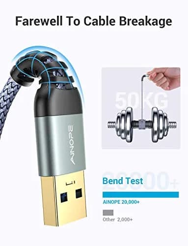 AINOPE USB to USB Cable 1.5FT | SuperSpeed Data Transfer, Compatible with External Hard Drives & Peripherals thumbnail 3