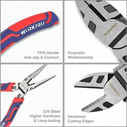 WORKPRO 5-Piece Premium Cr-V Pliers Set with Storage Pouch | Drop-Forged Steel for Durability thumbnail 3