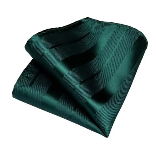 DiBanGu Forest Green Solid Silk Necktie Set with Pocket Square & Cufflinks | 59 inches x 3.15 inches thumbnail 7