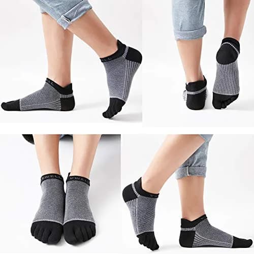 VWELL Men's Cotton Toe Socks No Show Five Finger Socks for Running, 4 Pairs | Breathable & Odor-Free thumbnail 2