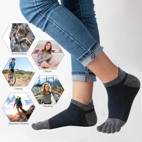 VWELL Men's Cotton Toe Socks No Show 7-11 | Breathable & Odor-Free thumbnail 5