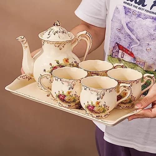 YOLIFE Ceramic Serving Tray Flowering Shrubs 34cm (13.5 inch) x 19cm (7.5 inch) | Elegant Porcelain Platter for Indian Homes thumbnail 3