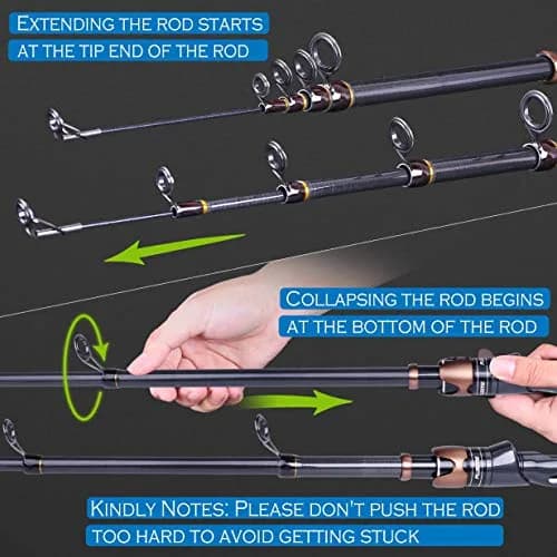 PLUSINNO Fishing Rod and Reel Combos, Bronze Warrior, 5.91FT Telescopic Carbon Pole, 12+1 Bearings, Freshwater Travel Gear thumbnail 8