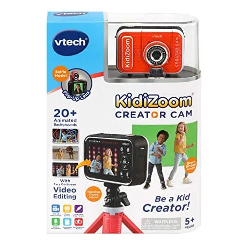 VTech KidiZoom Creator Cam Red HD Video Camera with Green Screen & Tripod | 3.6" x 2.4" x 1.1" (9.1cm x 6.1cm x 2.8cm) thumbnail 7