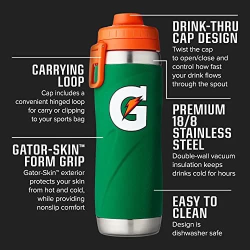Gatorade Stainless Steel Sport Bottle 737ml (26oz) | Double-Wall Vacuum Insulated thumbnail 2