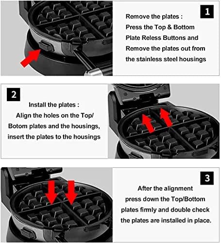 Health and Home 3-in-1 Waffle, Omelet, Egg Waffle Maker | 360° Rotating Belgian Nonstick Plates thumbnail 6