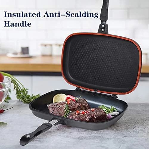 FastUU Double-Sided Pressure Frying Pan 46cm (18.1in) | Seals Food for Healthier Cooking thumbnail 3