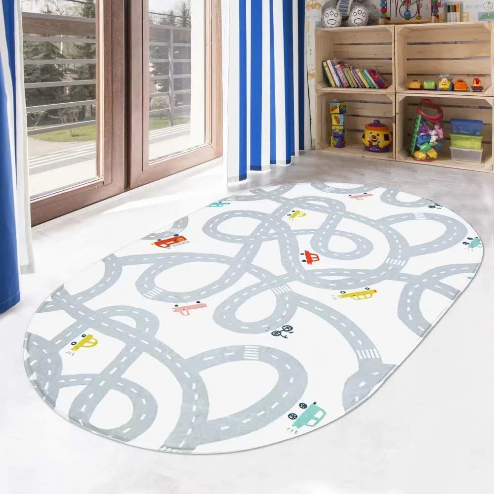 LIVEBOX Kids Road Traffic Rug 4'x6' | Washable, Non-Slip Playmat for Kids - main product image