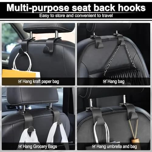 LivTee Car Seat Headrest Hook, 4-Pack | Heavy-Duty Car Organizer Supports 20kg thumbnail 5