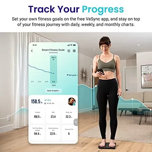 Etekcity Smart Body Composition Scale | Textured Black | 25.9 cm (10.2 in) thumbnail 3