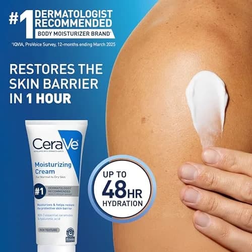 CeraVe Moisturizing Cream Face Body Moisturizer 237ml (8 Fl Oz) | Dermatologist-Developed Hydration thumbnail 2